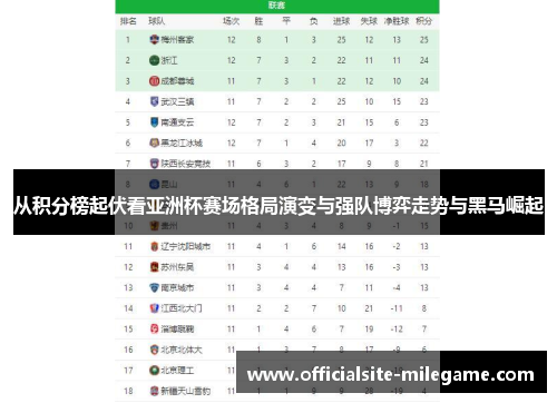 从积分榜起伏看亚洲杯赛场格局演变与强队博弈走势与黑马崛起